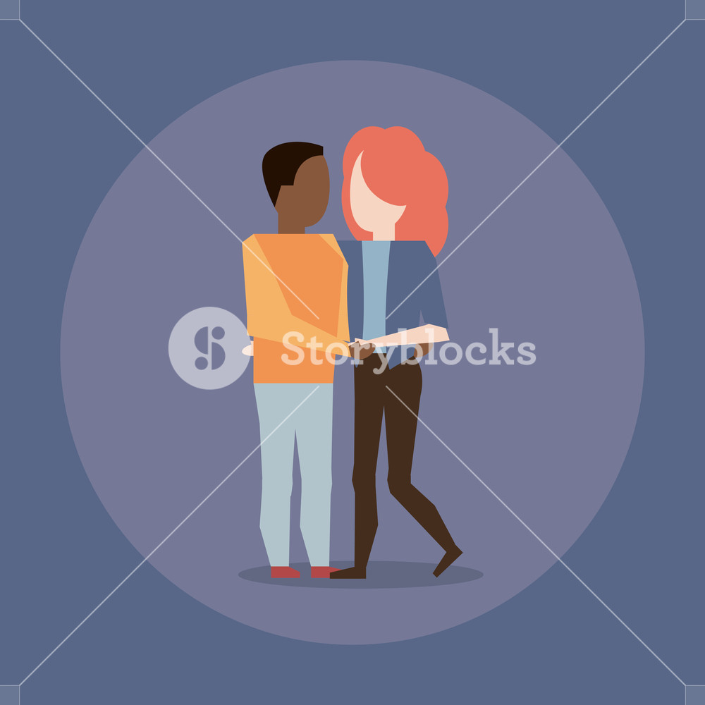 1000x1000 Man And Woman Interracial Couple Hugging With Round Icon Gray