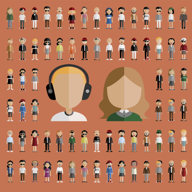 626x626 Diversity Community People Flat Design Icons Concept