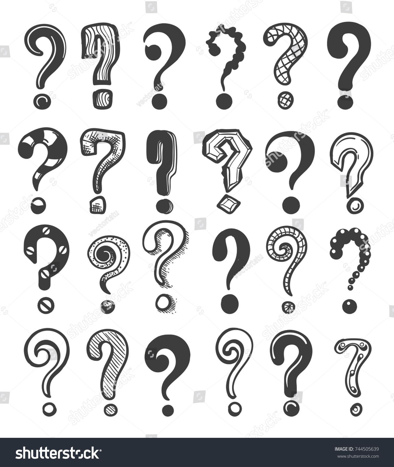 1350x1600 Doodle Question Marks Hand Drawn Interrogation Icons Or Sketch