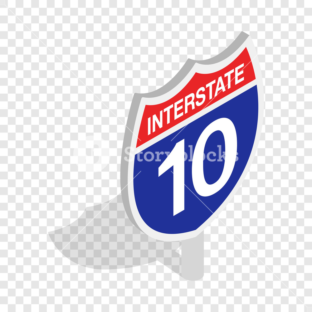 1000x1000 Interstate Highway Sign Isometric Icon On A Transparent