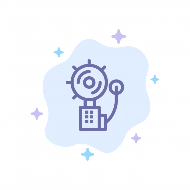 640x640 Alarm Alert Bell Fire Intruder Blue Icon On Abstract Cloud B