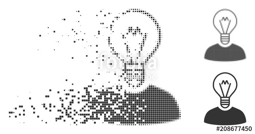 Grey Vector Bulb Inventor Icon In Fractured, Dotted Halftone 500x264 Grey Vector Bulb Inventor Icon In Fractured, Dotted Halftone