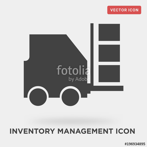 500x500 Inventory Management Icon On Grey Background, In Black, Vector