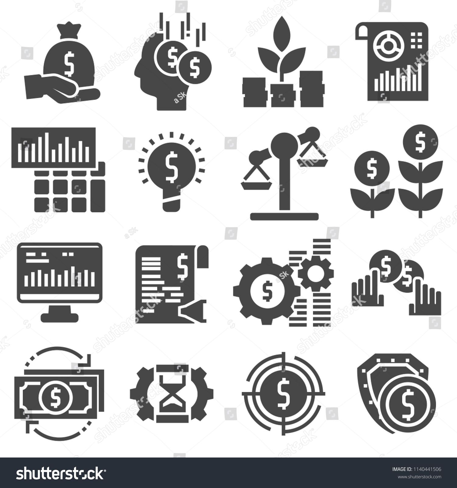 1500x1600 Vector Investment Icon Set In Thin Line Style On Gray