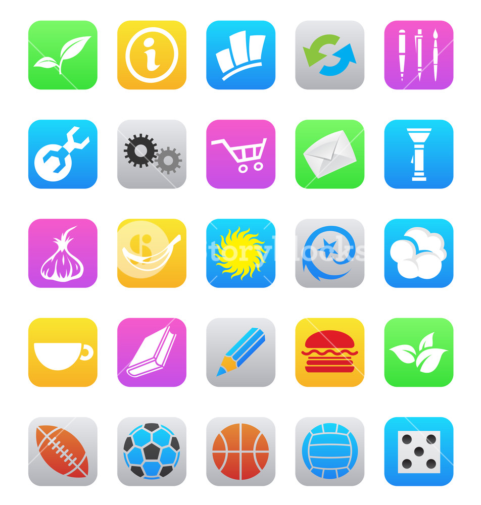 952x1000 Vector Illustration Of Various Ios Style Mobile App Icons