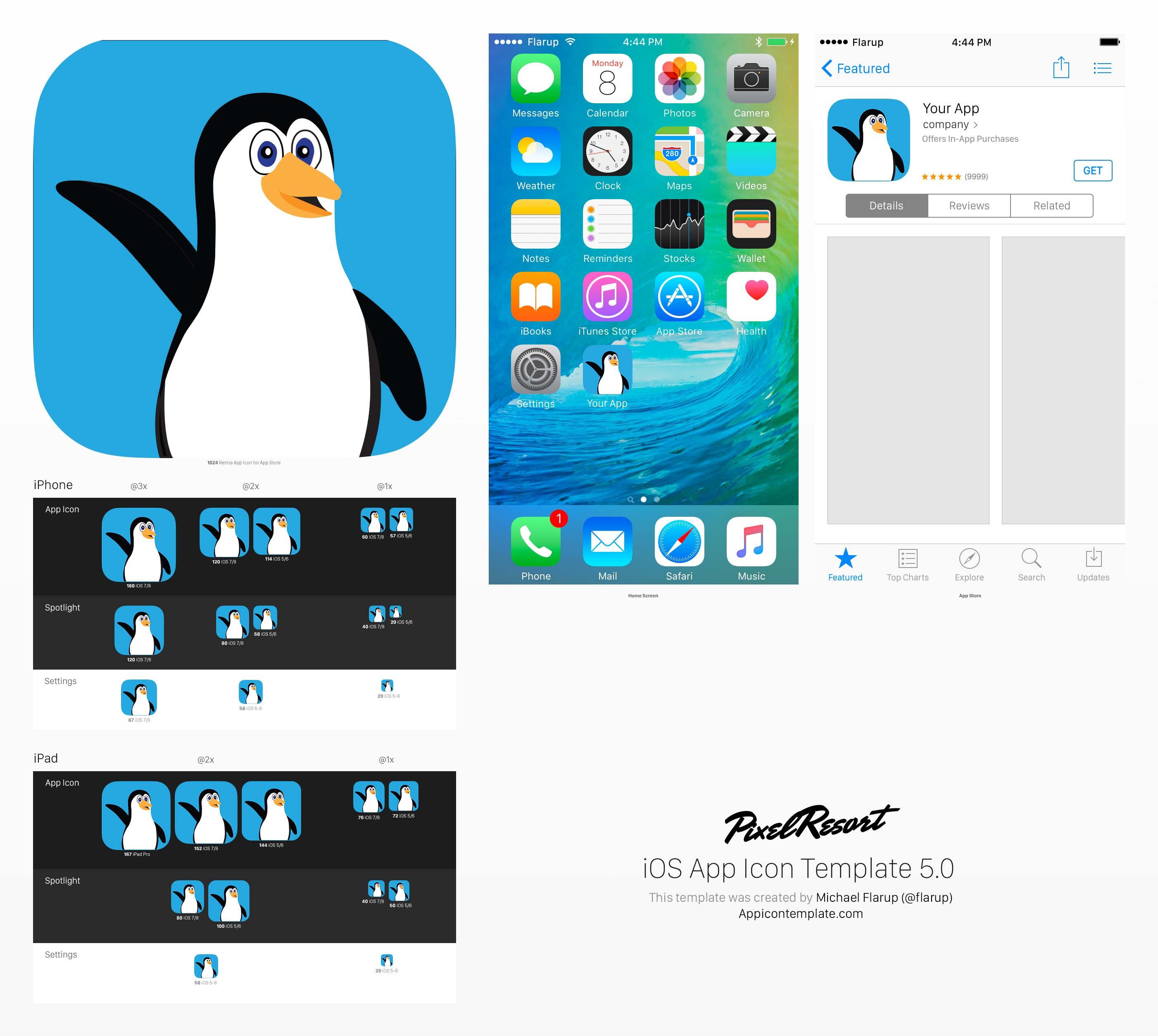 2803x2508 Penguin Pals App Icon Template App Icon Design, App
