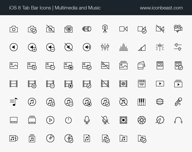 630x500 Multimedia And Music Line Icons Ios Tab Bar Icons