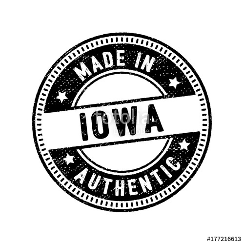500x500 Made In Iowa Authentic Circle Rubber Stamp Icon Stock Image