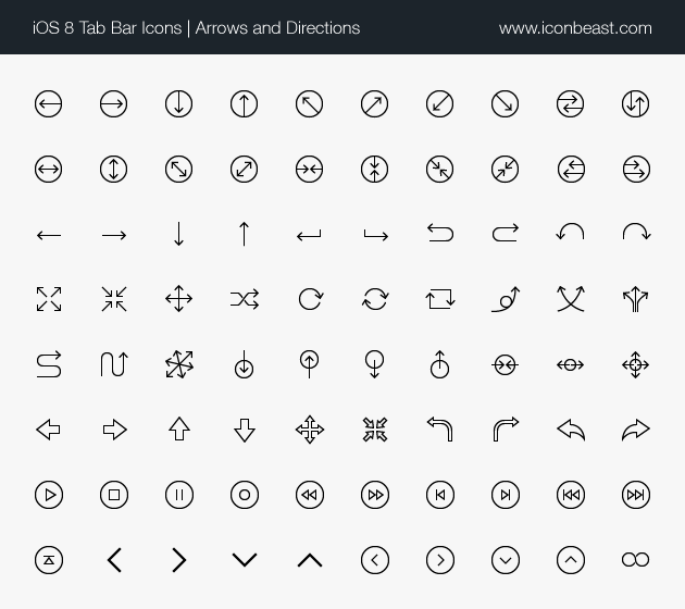 630x560 Arrows And Directions Line Icons Ios Tab Bar Icons