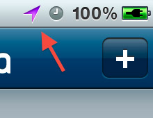 Iphone Arrow Next To Battery Icon