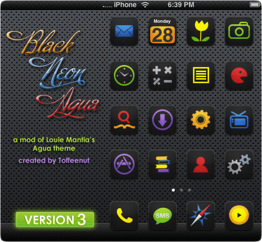 520x480 Designer Black Style Iphone Theme Icons