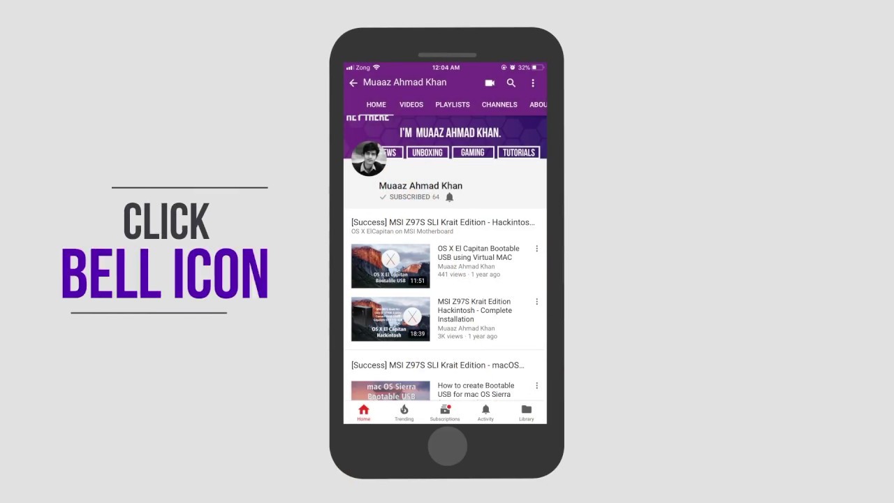 1280x720 Youtube Subscribe Template With Animated Bell Icon