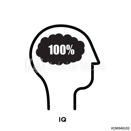 500x500 Iq Icon On White Background, In Black, Vector Icion Illlustration