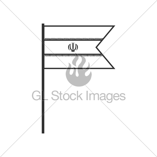 500x500 Iran Flag Icon In Black Outline Flat Design Gl Stock Images