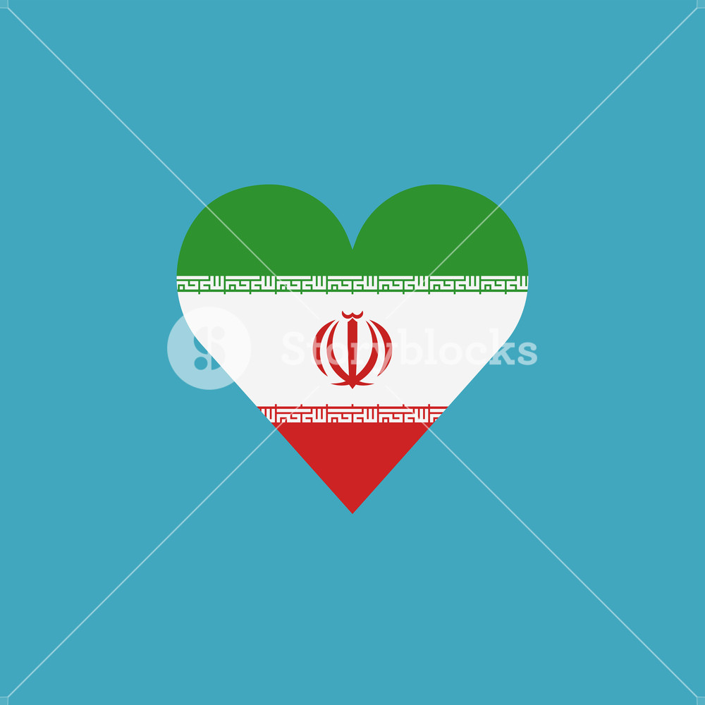 1000x1000 Iran Flag Icon In A Heart Shape In Flat Design Independence Day