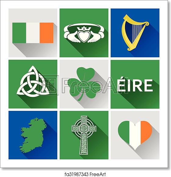 561x581 Free Art Print Of Ireland Flat Icon Set Set Of Vector Graphic