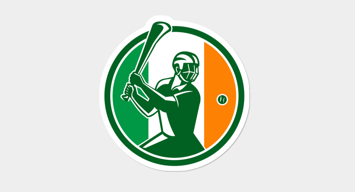 1200x650 Hurling Ireland Flag Icon Sticker
