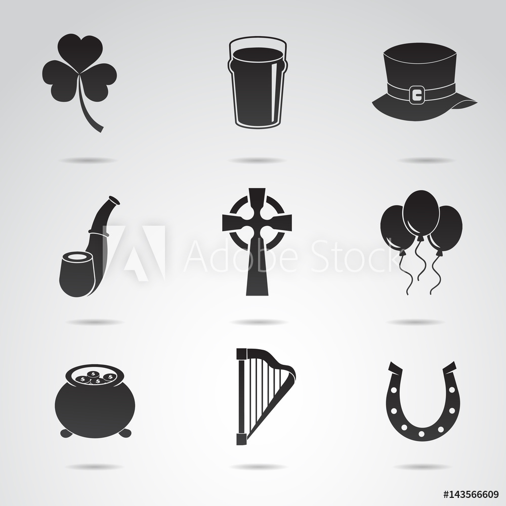 1000x1000 Photo Art Print Irish Icon Set Vector Aymbols Of Ireland