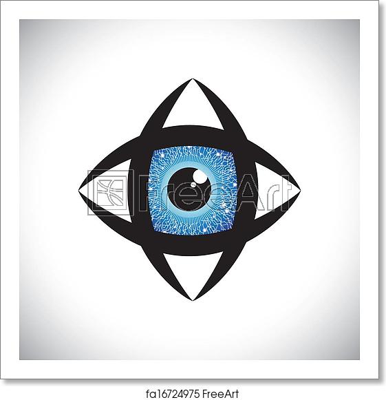 561x581 Free Art Print Of Abstract Colorful Human Eye Icon With Electronic