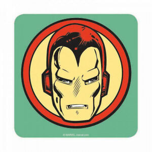 300x300 Iron Man Head Icon Coaster Retro Drinks Mat Marvel Comics Avengers