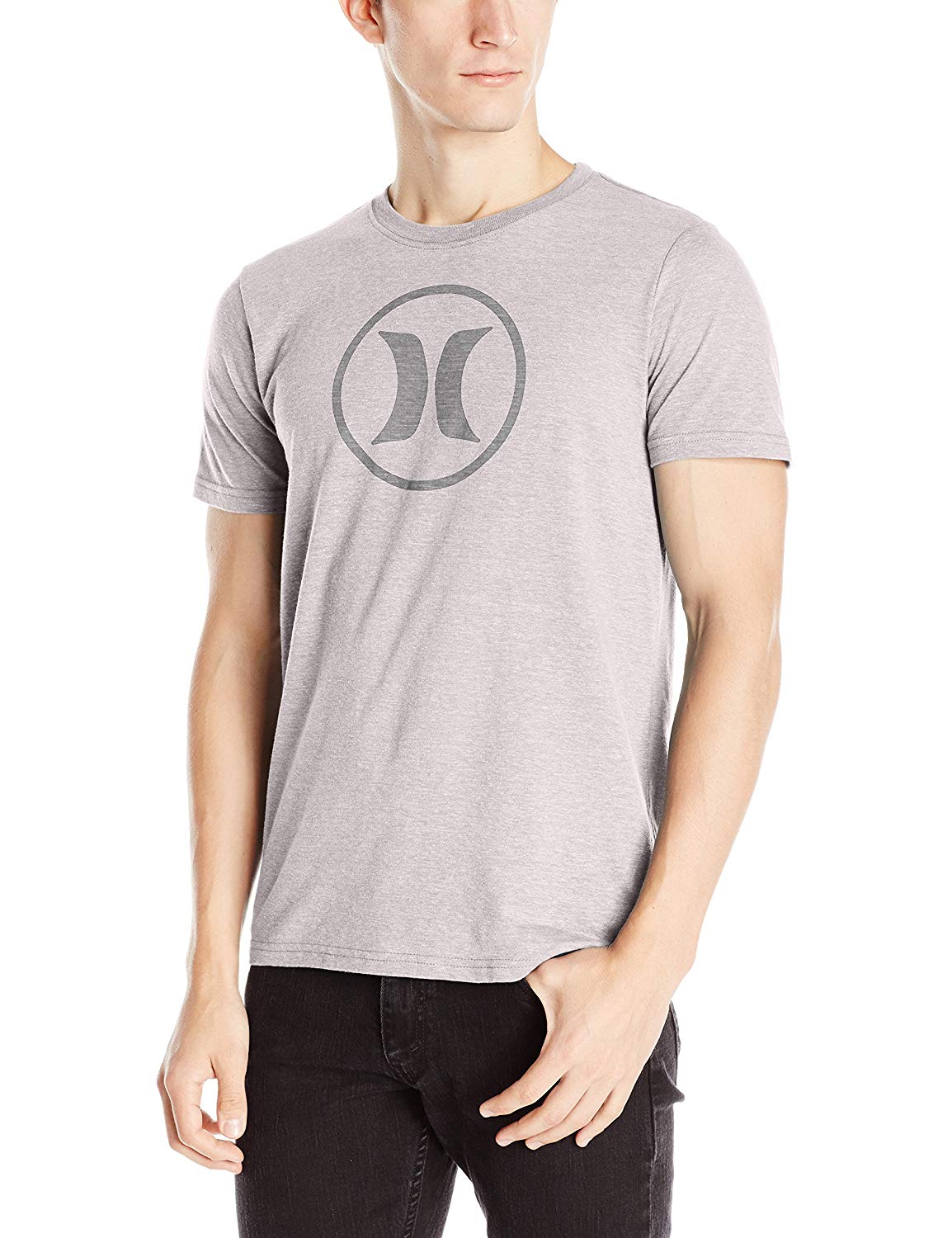 1154x1500 Hurley Men's Icon Premium T Shirt, Light Iron Ore, Large Amazon