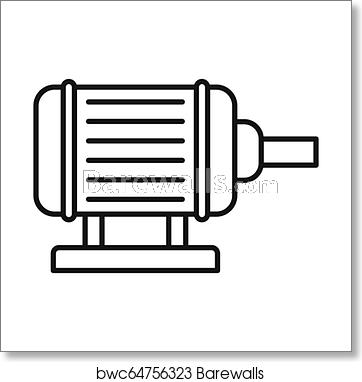 362x382 Motor Pump Irrigation Icon, Outline Style, Art Print Barewalls