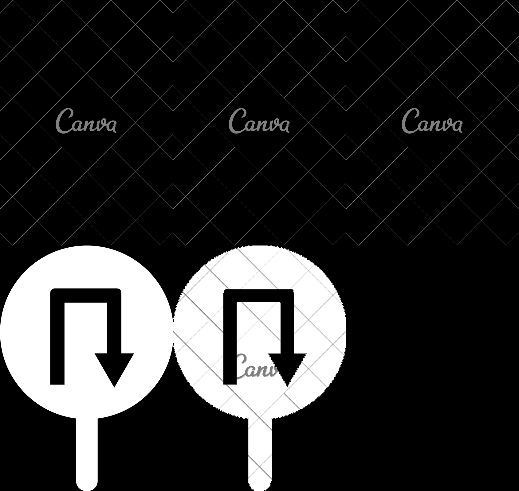 1689x1600 U Turn Sign Or Icon On Black Color Board