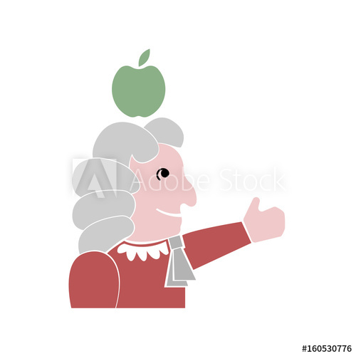 500x500 Isaac Newton And Green Apple Flat Icon