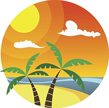 425x424 Pretty Tropical Island Ocean Sunset Cartoon Icon Vinyl