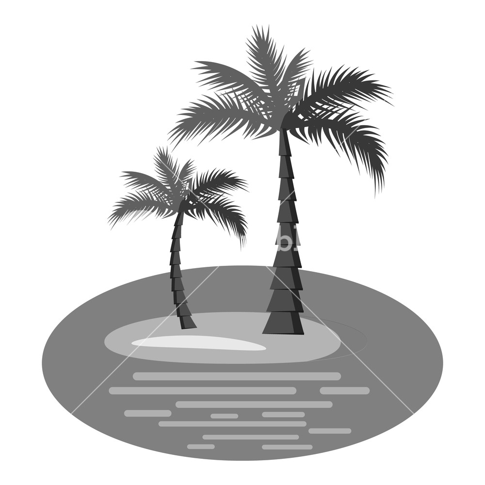 1000x1000 Palm Trees On Island Icon Gray Monochrome Illustration Of Palm