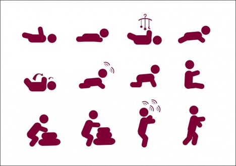 468x329 Baby Icon Sets Various Postures Isolation Vectors Stock In Format