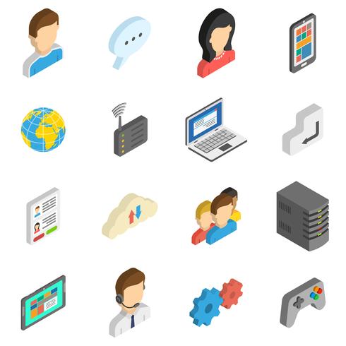 490x490 Internet Isometric Icon Set