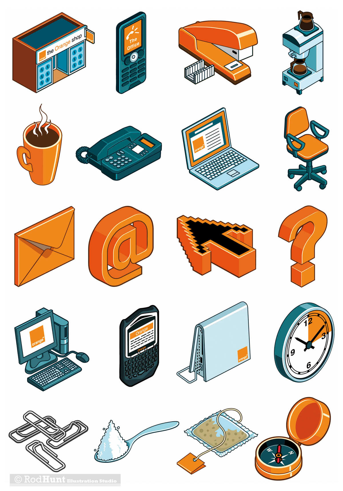 1200x1714 Isometric Icon Designs For Orange On Behance