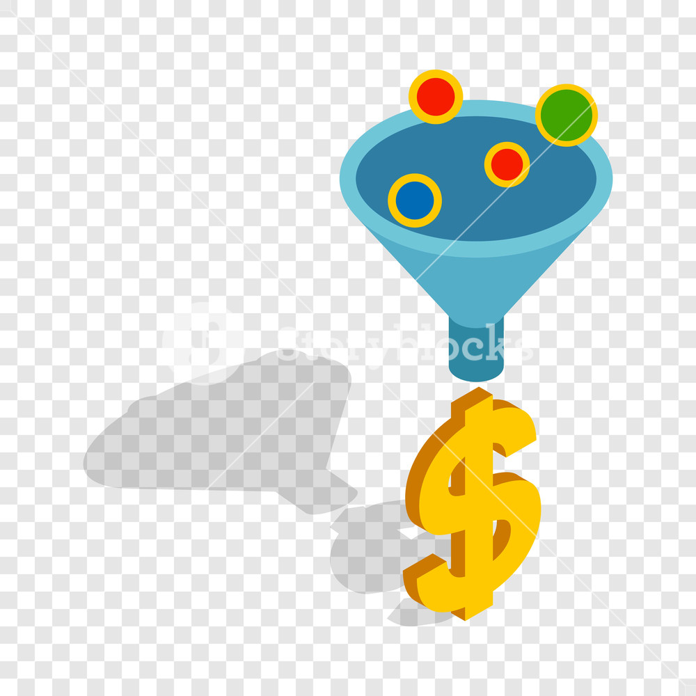 1000x1000 Sales Funnel Isometric Icon On A Transparent Background Vector