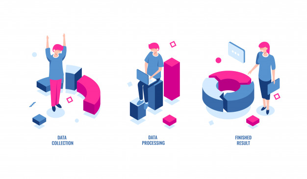 626x365 Business Statistics, Data Collection And Data Processing Isometric