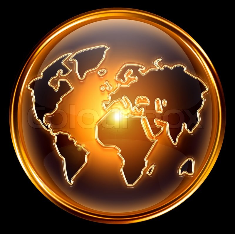 800x797 Globe Icon Gold, Isolated On Black Stock Image Colourbox