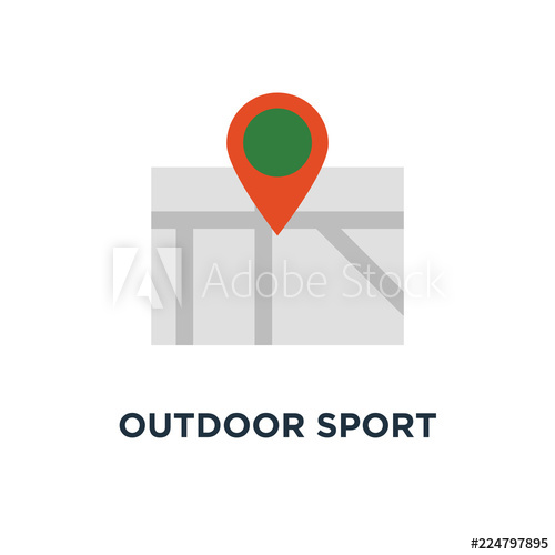 500x500 Outdoor Sport Activity Icon Trail Map With Flags Concept Symbol