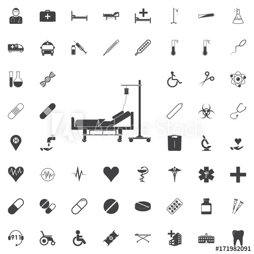 500x500 Hospital Stretcher Bed Iv Icon Isolated Recovery Injecting