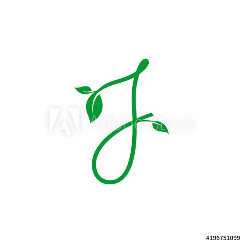 500x500 Concept Logo Leaf Letter J, Natural Green Leaf Symbol, Initials J