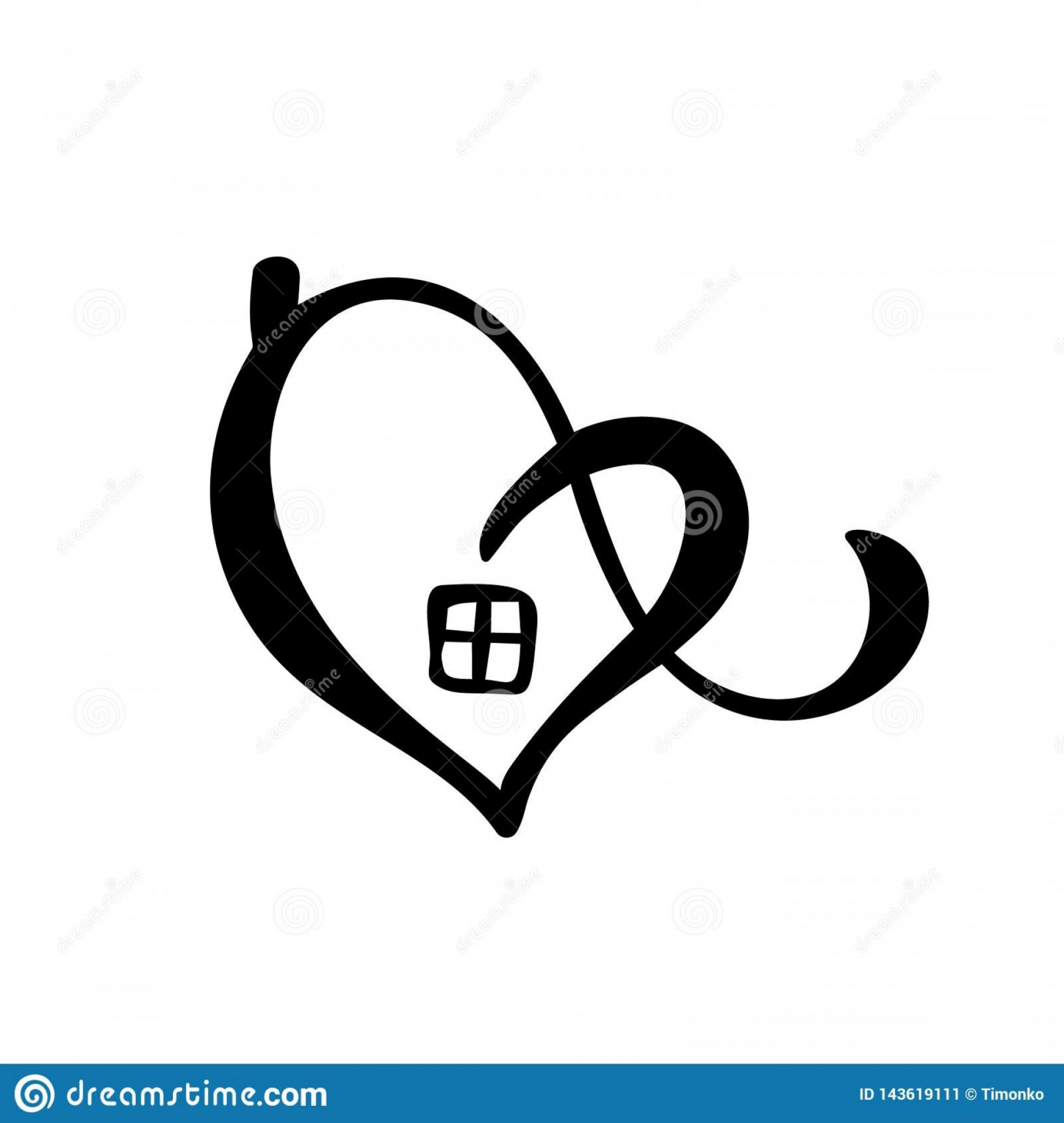 2304x2431 Simple Calligraphy House Heart Real Vector Icon Consept Comfort