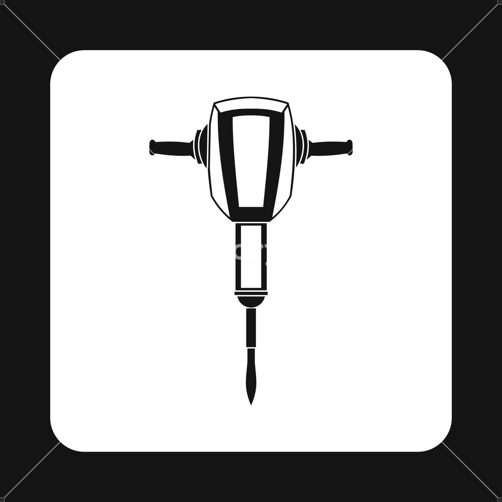 1000x1000 Jackhammer Icon In Simple Style Isolated On White Background Tool