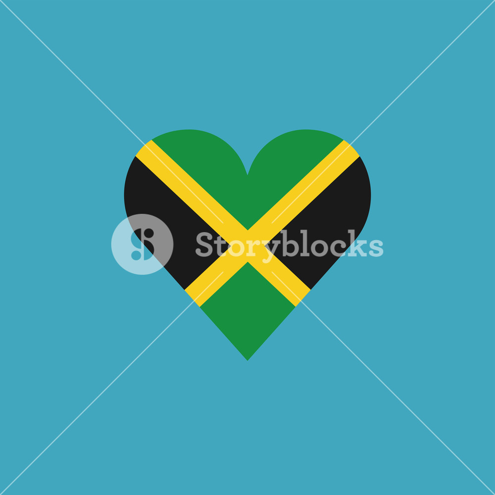 Jamaica Flag Icon In A Heart Shape In Flat Design Independence 1000x1000 Jamaica Flag Icon In A Heart Shape In Flat Design Independence