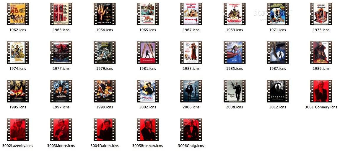 1151x516 James Bond Film Icons Mac