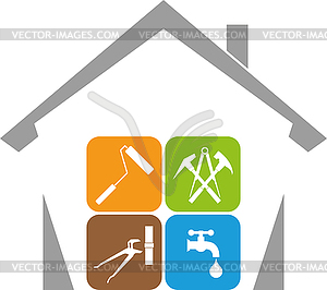 300x266 House And Tools, Janitor, Icon, Logo
