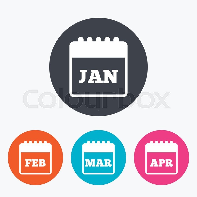 800x800 Calendar Icons January, February, Stock Vector Colourbox