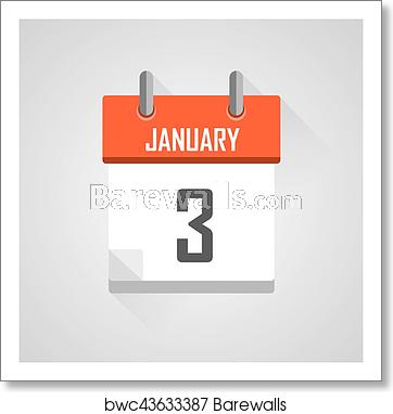 362x382 January Calendar Date Month Icon, Art Print Barewalls Posters