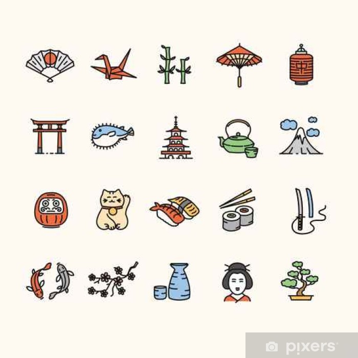 700x700 Japan Icon Color Set Vector Sticker