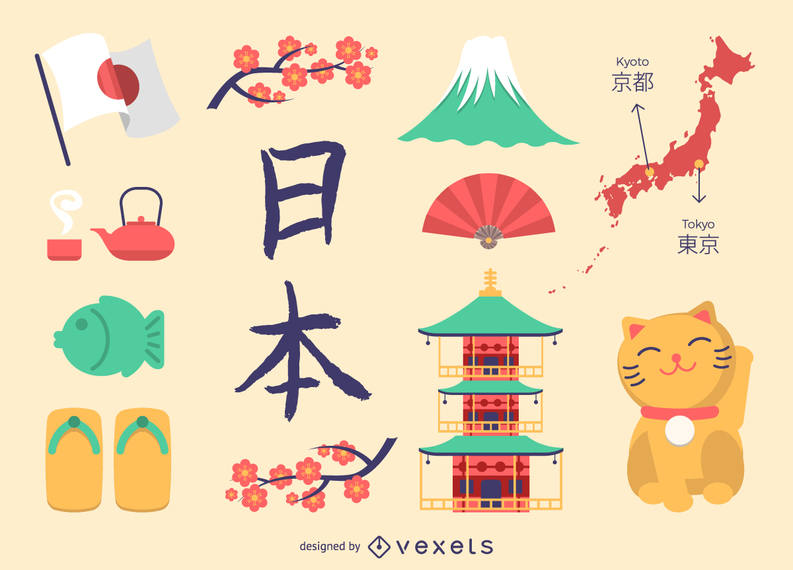 793x570 Flat Japan Icon Set