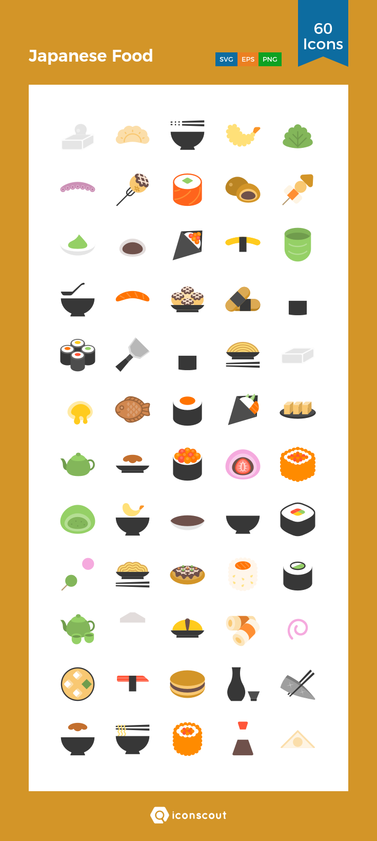 Japanese Food Icon Pack 735x1638 Japanese Food Icon Pack