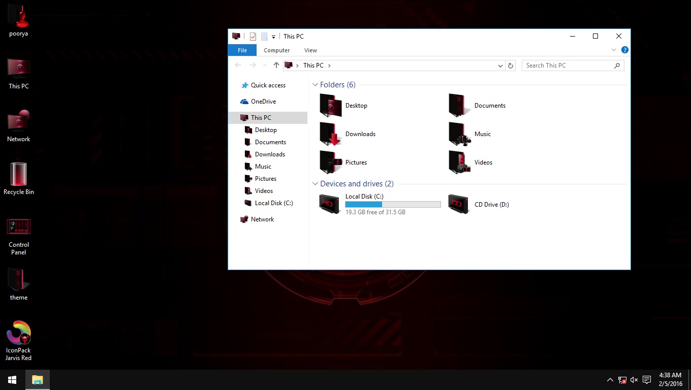 1360x768 Jarvis Red Iconpack